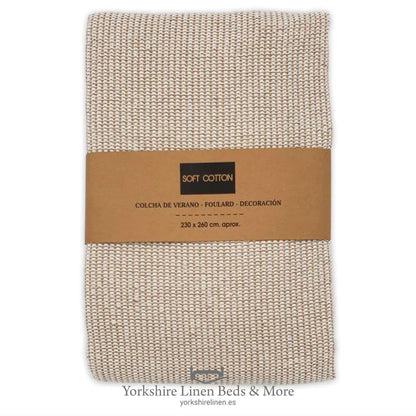 Jazmin 100% Cotton Multiuse Throw, Warm Beige - Throws & Bedspreads - Yorkshire Linen Beds & More, Mijas & Marbella