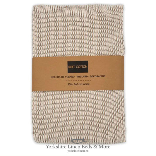 Jazmin 100% Cotton Multiuse Throw, Warm Beige - Throws & Bedspreads - Yorkshire Linen Beds & More, Mijas & Marbella