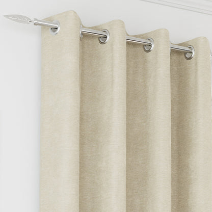Knightsbridge 100 % Blackout Eyelet Curtain Pairs- Ivory