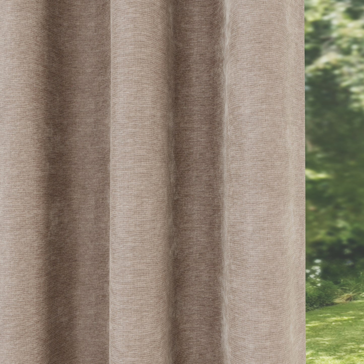 Knightsbridge 100 % Blackout Eyelet Curtain Pairs- Sand