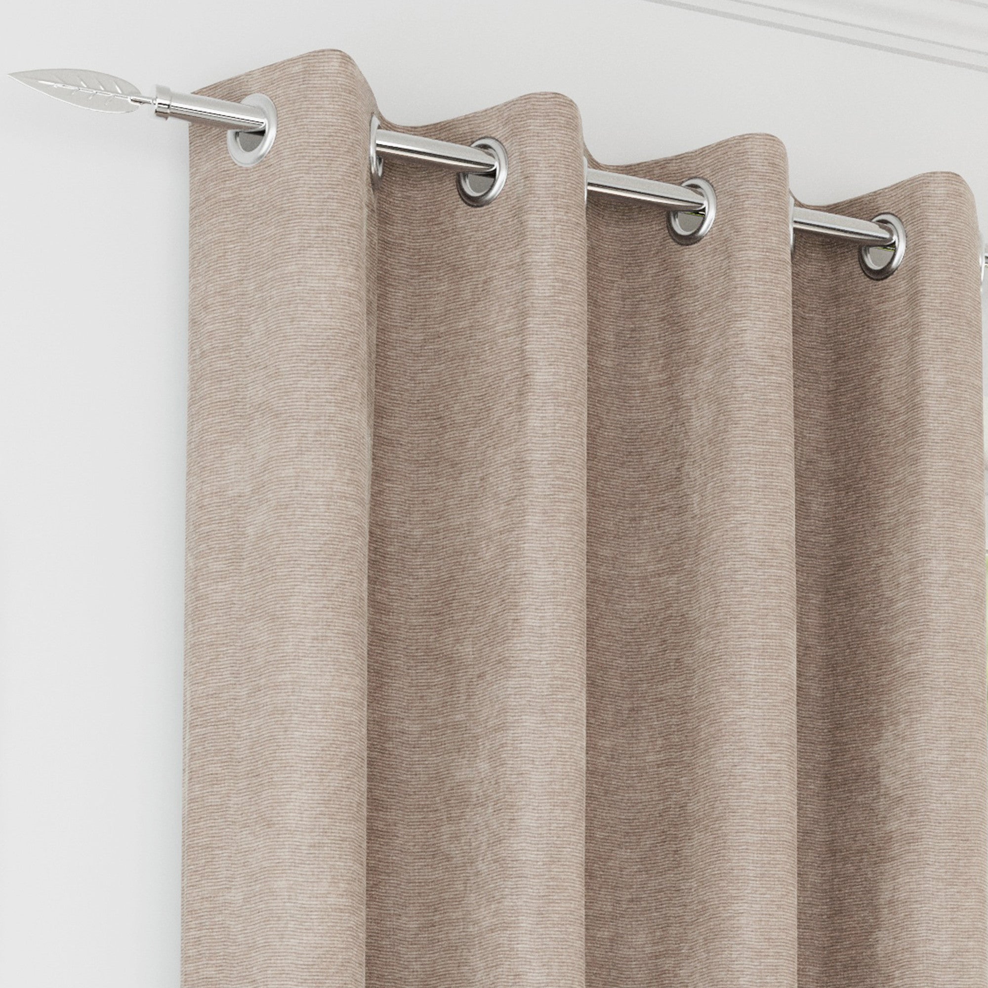 Knightsbridge 100 % Blackout Eyelet Curtain Pairs- Sand