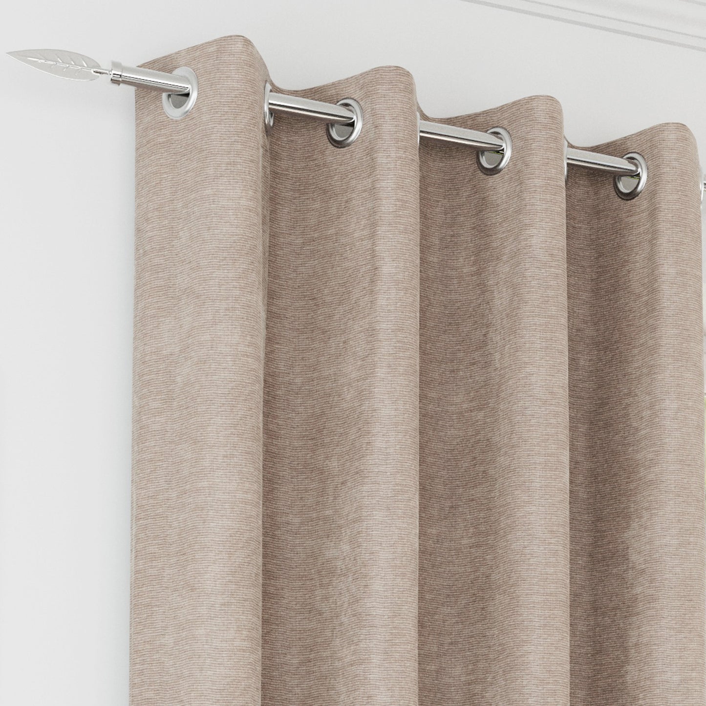 Knightsbridge 100 % Blackout Eyelet Curtain Pairs- Sand