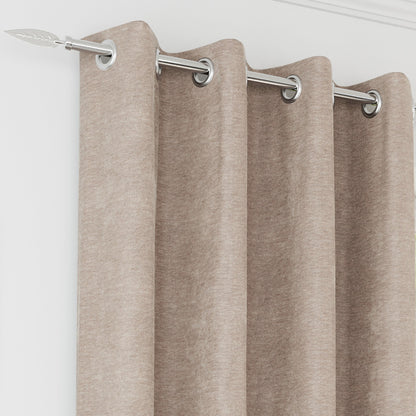 Knightsbridge 100 % Blackout Eyelet Curtain Pairs- Sand