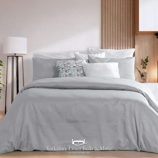Karly Silk Look Duvet Set, Silver - Duvet Covers & Sets - Yorkshire Linen Beds & More