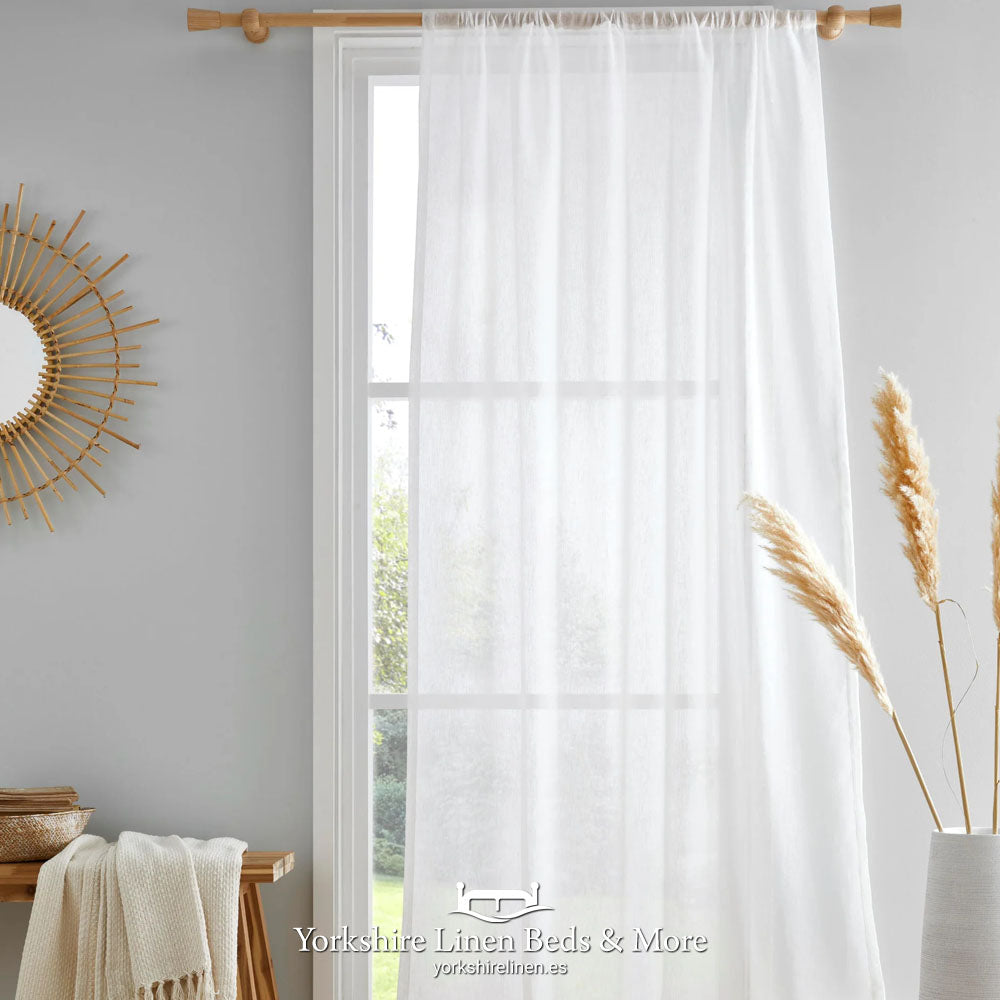 Kayleigh Linen-Style Slot-Top Voile Panels, White - Curtains & Voiles - Yorkshire Linen Beds & More