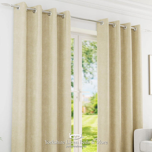Knightsbridge 100% Blackout Eyelet Curtain Pairs, Ivory - Curtains & Voiles - Yorkshire Linen Beds & More, Mijas, Spain