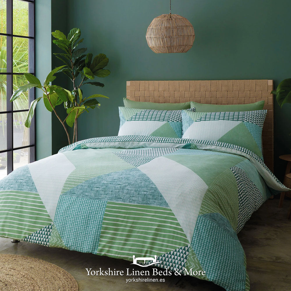 Larson Geo Duvet Sets Green - Duvet Covers and Sets - Yorkshire Linen Beds & More, Mijas Costa, Spain