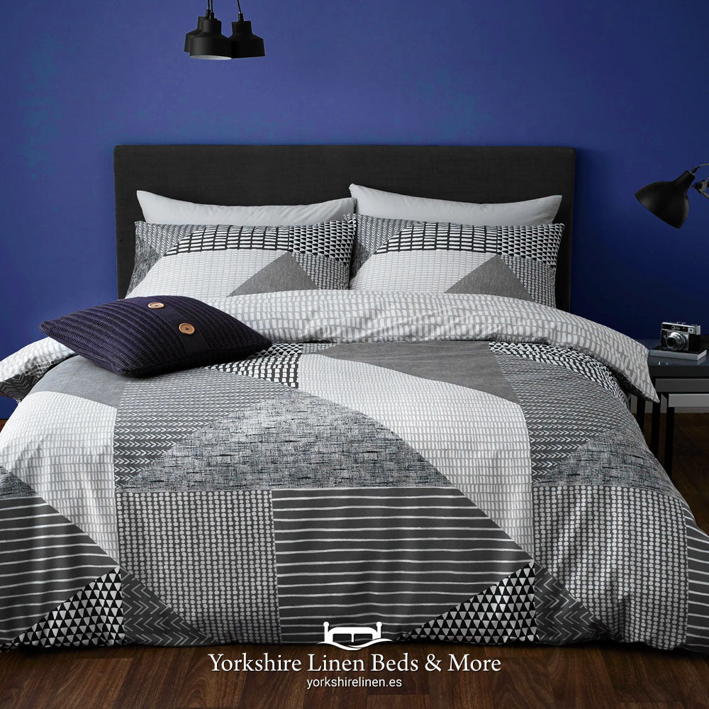 Larson Geo Duvet Sets Grey - Duvet Covers and Sets - Yorkshire Linen Beds & More, Mijas Costa