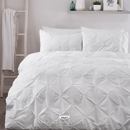 Laura Ruched Easy Care Duvet Set, White - Duvet Covers & Sets - Yorkshire Linen Beds & More