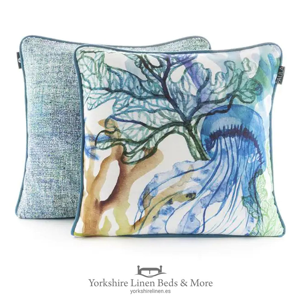 Linen Look Cushions, 50x50cm, Jellyfish - Cushions and Home Decoration, Yorkshire Linen Beds & More