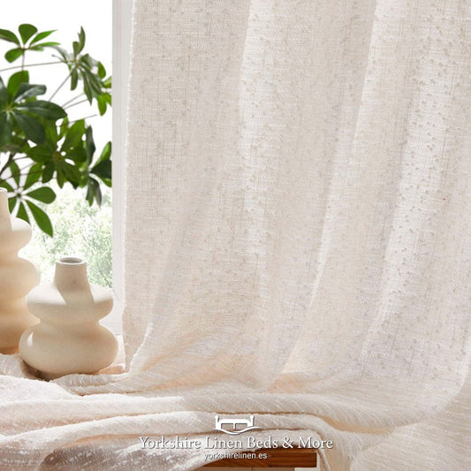 Linen Knot Eyelet Voile Panels - Natural