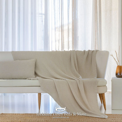 Lisbon Cotton Throw & Cushions, Assorted Colours - Bedspreads & Throws - Yorkshire Linen Beds & More, Mijas Costa, Spain