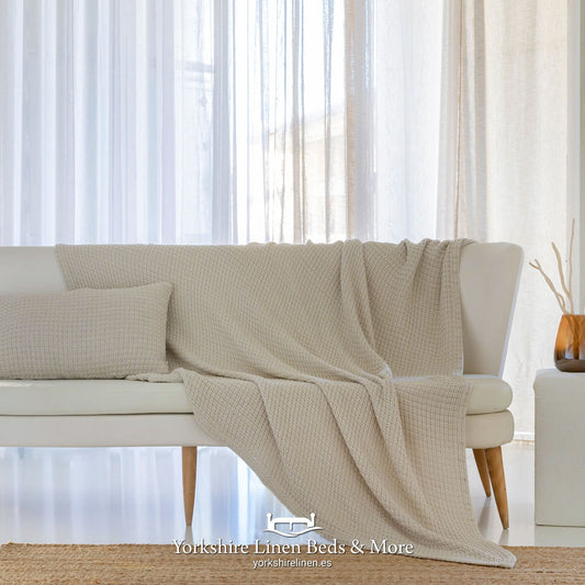 Lisbon Cotton Throw & Cushions, Assorted Colours - Bedspreads & Throws - Yorkshire Linen Beds & More, Mijas Costa, Spain