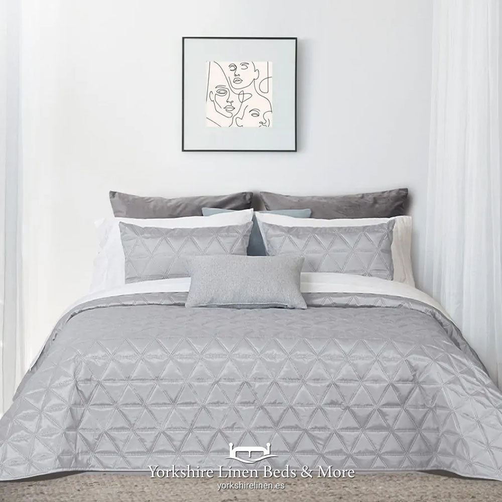 Luisa Luxury Sateen Bedspreads, Silver - Bedspreads & Throws - Yorkshire Linen Beds & More