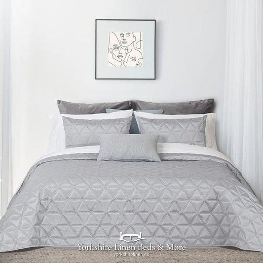 Luisa Luxury Sateen Bedspreads, Silver - Bedspreads & Throws - Yorkshire Linen Beds & More