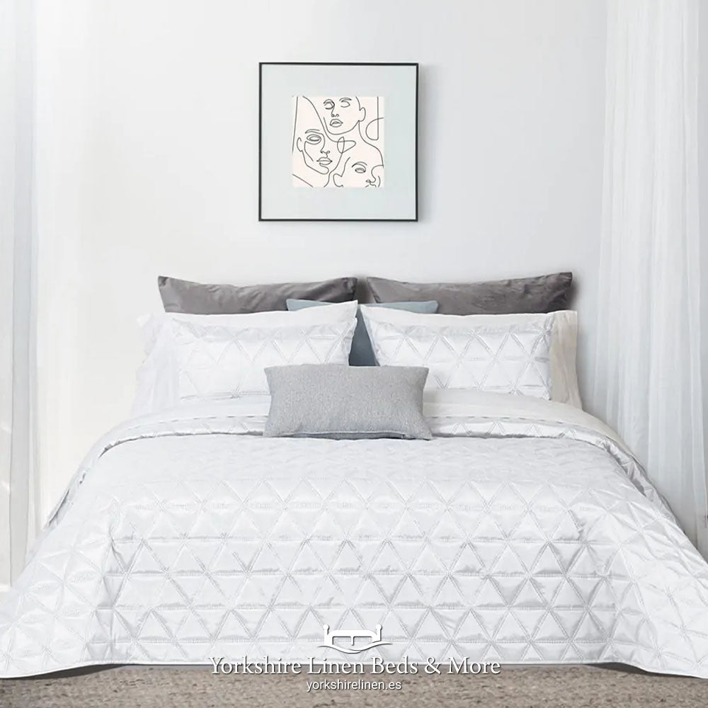 Luisa Luxury Sateen Bedspreads, White - Bedspreads & Throws - Yorkshire Linen Beds & More