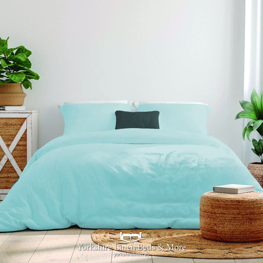 Luxury 100% Cotton Percale Duvets Set, Duck Egg Blue - Duvet Covers & Sets - Yorkshire Linen Beds & More