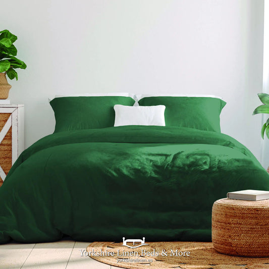 Luxury 100% Cotton Percale Duvets Set, Green - Duvet Covers & Sets - Yorkshire Linen Beds & More