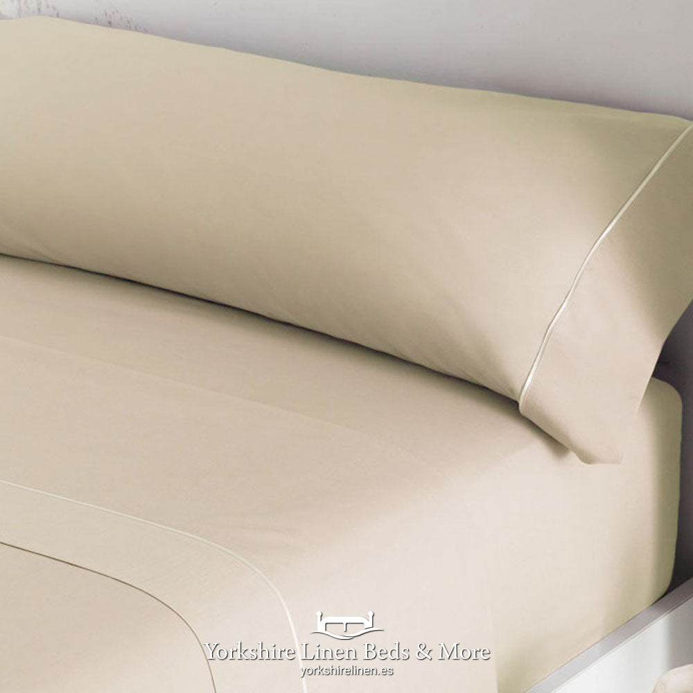 Luxury Sateen Bed Linen Beige 300TC Pillowcases Fitted Sheet Flat Sheets - Yorkshire Linen Beds & More