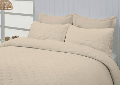 Maya Seersucker Style Bedspread- Beige