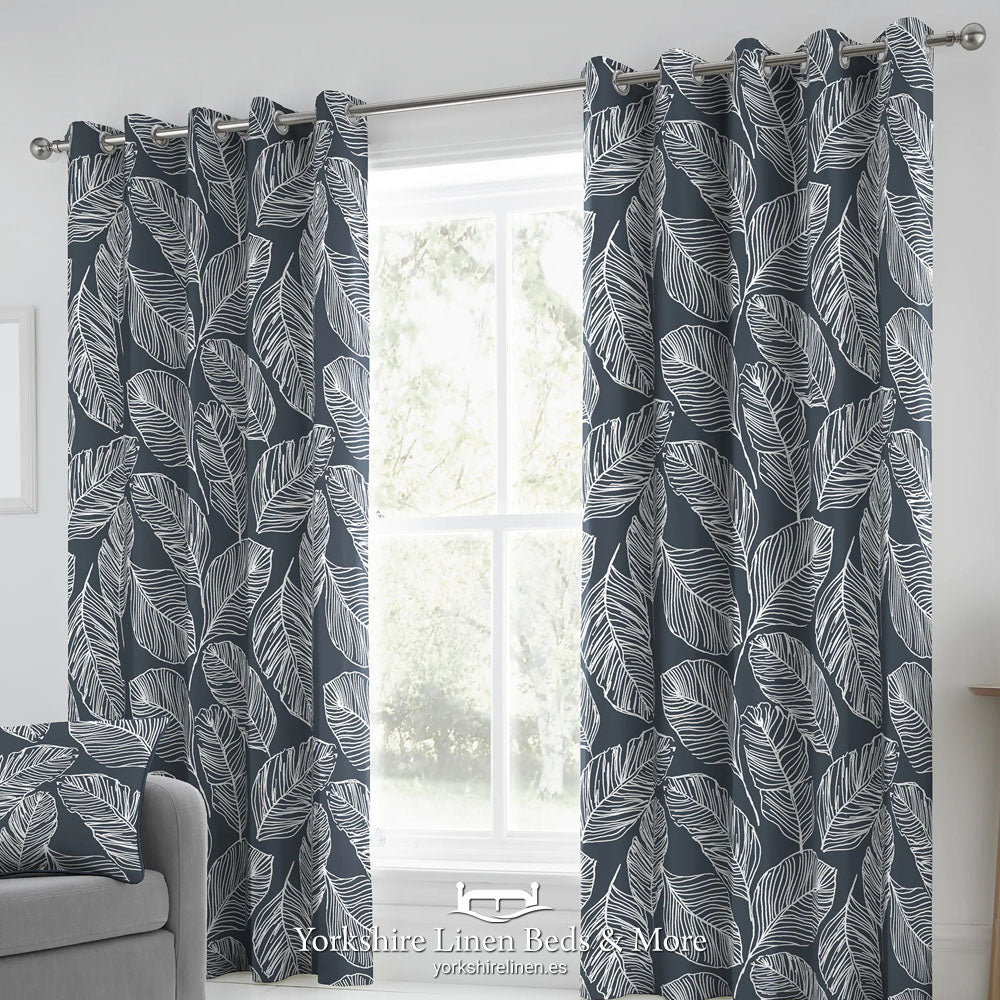 Mateus Ring Top Curtains, Navy - Curtains & Voiles - Yorkshire Linen Beds & More