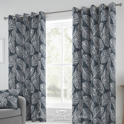 Mateus Ring Top Curtains, Navy - Curtains & Voiles - Yorkshire Linen Beds & More