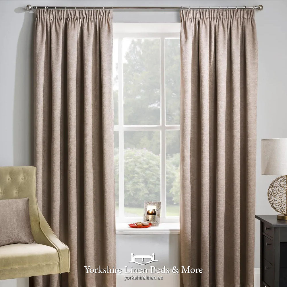 Matrix Blackout Pencil Pleat Curtains, Latte - Curtains & Voiles - Yorkshire Linen Beds & More