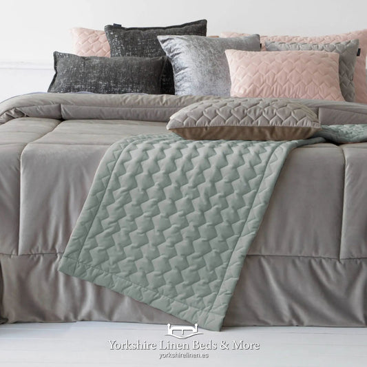 Naroa Luxury Velvet Runner, Soft Green - Bedspreads & Runners - Yorkshire Linen Beds & More