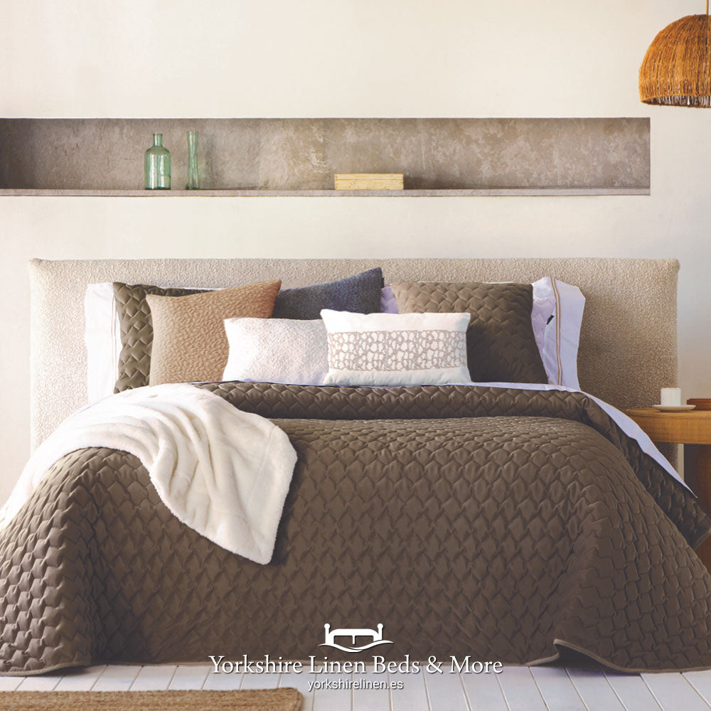 Naroa Luxury Velvet Bedspread, Chocolate - Bedspreads, Throws & Runners - Yorkshire Linen Beds & More, Mijas, Spain