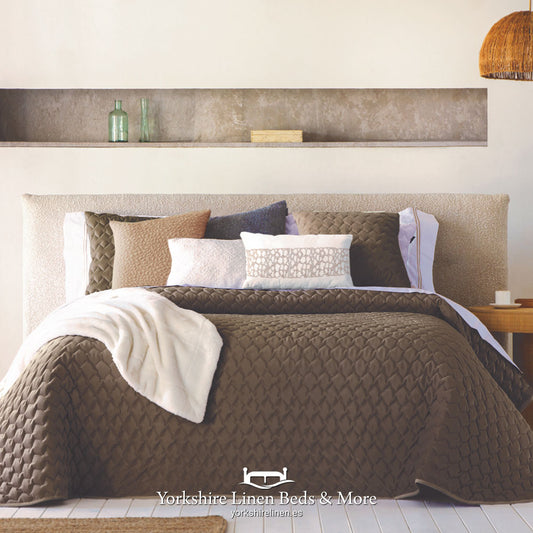 Naroa Luxury Velvet Bedspread, Chocolate - Bedspreads, Throws & Runners - Yorkshire Linen Beds & More, Mijas, Spain
