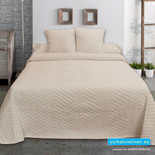 New Espiga Jacquard Bedspread, Beige - Yorkshire Linen Warehouse Mijas Marbella P02