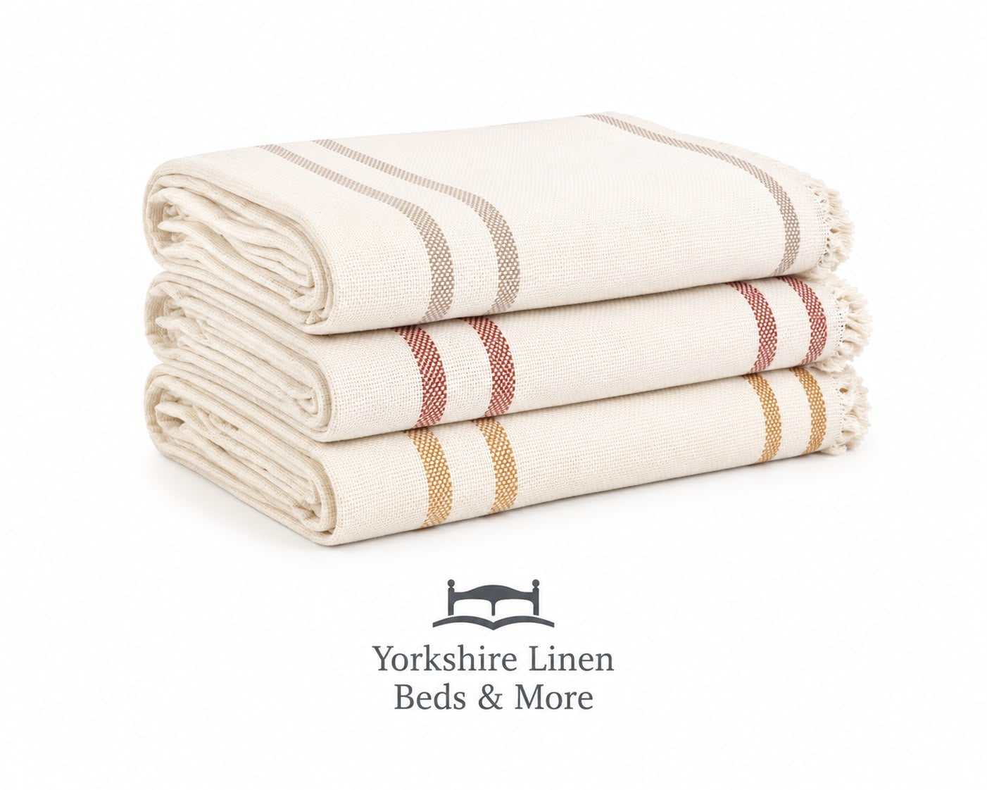 New England Stripe Cotton Throws- Beige