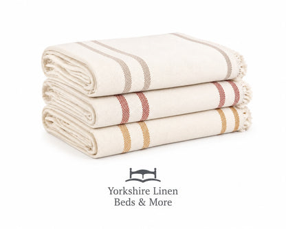 New England Stripe Cotton Throws- Beige