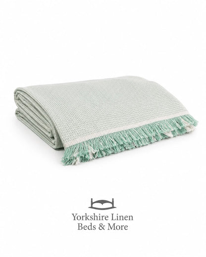 New England Plain Cotton Throws, Green