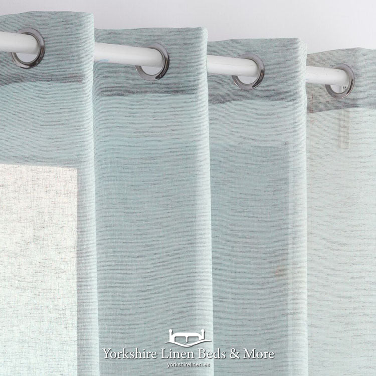 Noelia Linen Style Voile Panel Duck Egg Blue Yorkshire Linen Beds & More Mijas Costa Marbella