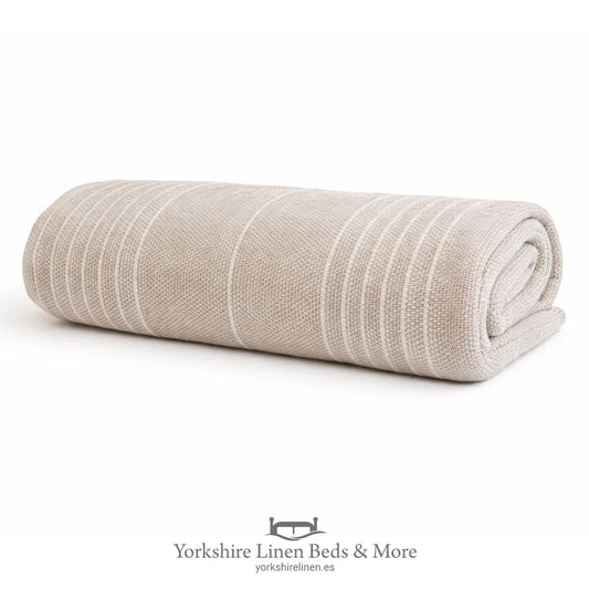 Nordic Cotton Throws, Beige - Yorkshire Linen Beds & More, Costa del Sol