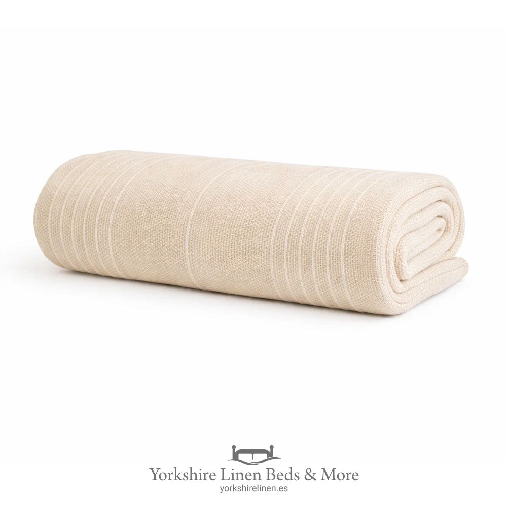 Nordic Cotton Throws, Natural - Yorkshire Linen Beds & More, Costa del Sol