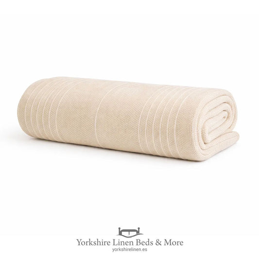 Nordic Cotton Throws, Natural - Yorkshire Linen Beds & More, Costa del Sol