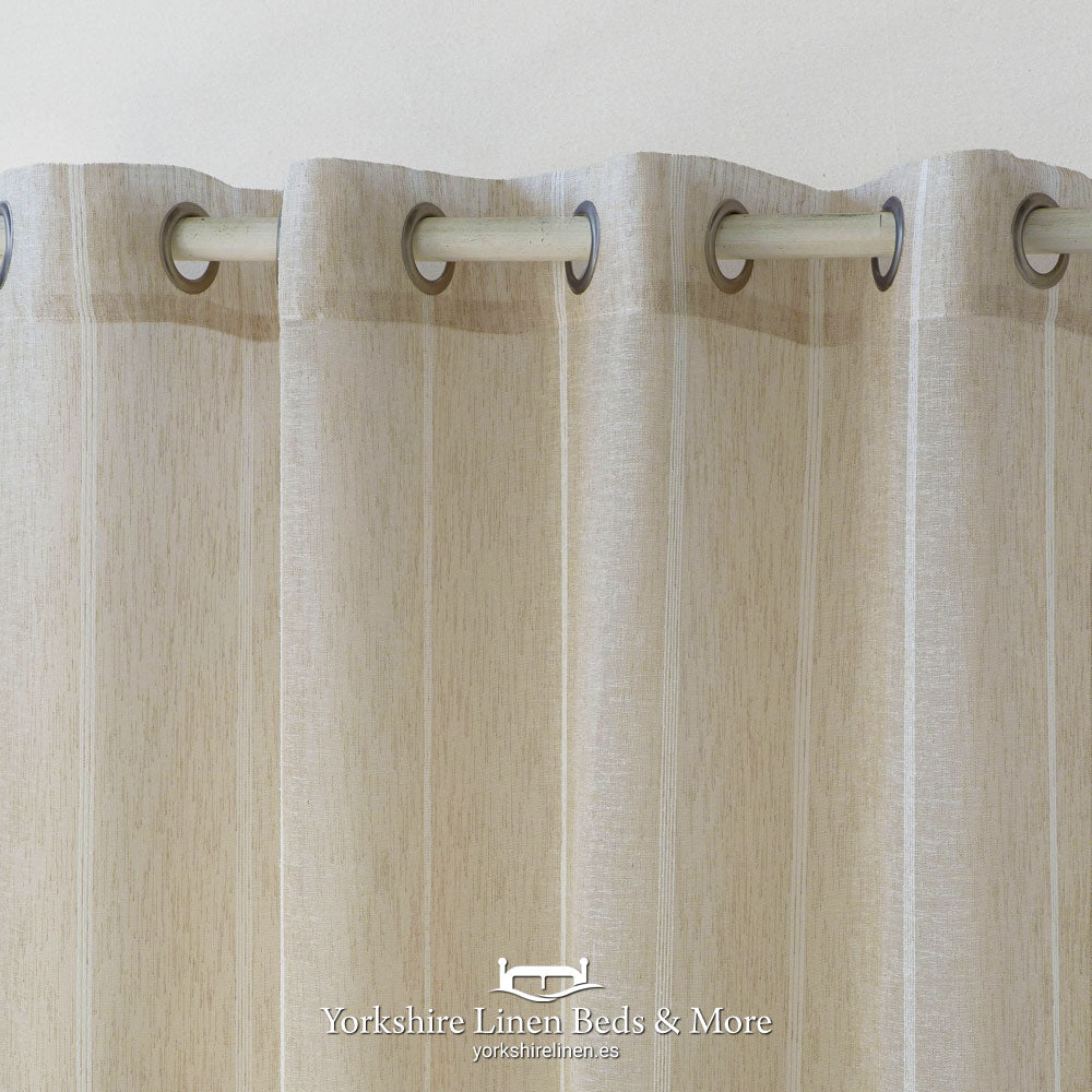 Note Striped Eyelet Voile Panels Various Colours - Curtains & Voiles - Yorkshire Linen Beds & More