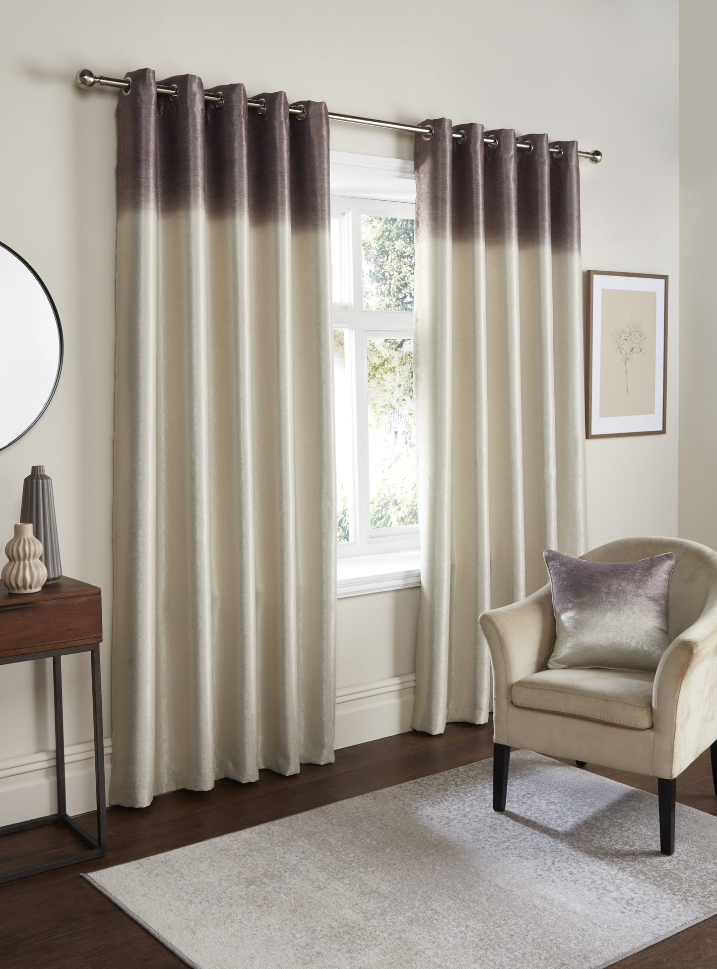 Stratus Ombre Ring Top Curtains, Chocolate FINAL CLEARNACE PRICE