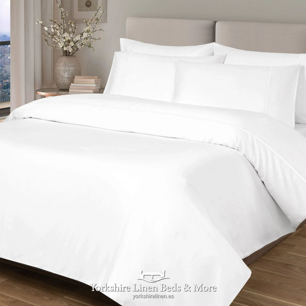 Opulence 200 TC One Row Cord Duvet Sets, White Detail - Duvet Covers & Sets - Yorkshire Linen Beds & More