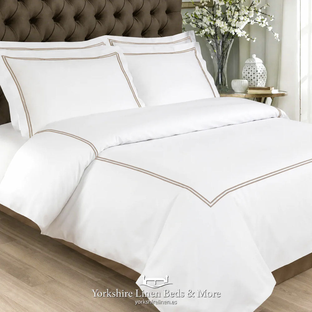 Opulence 300 TC Sateen Cotton Double Row Cord Duvet Sets with TAUPE