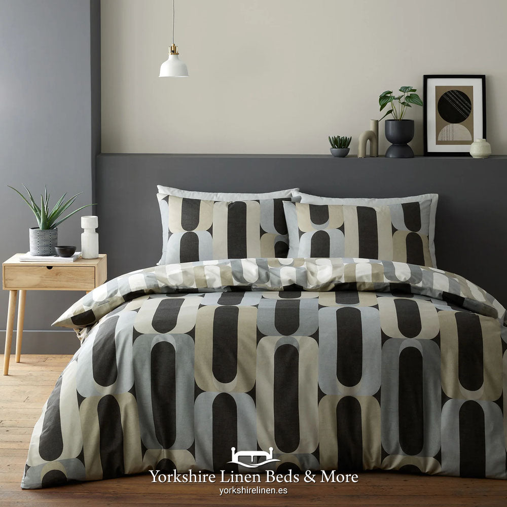 Oregon Geometric Duvet Set, Charcoal - Duvet Covers & Sets - Yorkshire Linen Beds & More