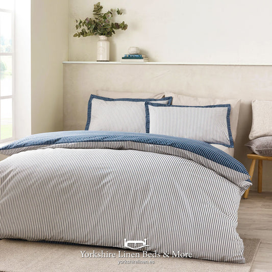 Oxford Pinstripe Duvet Set, Navy - Duvet Covers and Sets - Yorkshire Linen Beds & More, Mijas Costa, Spain