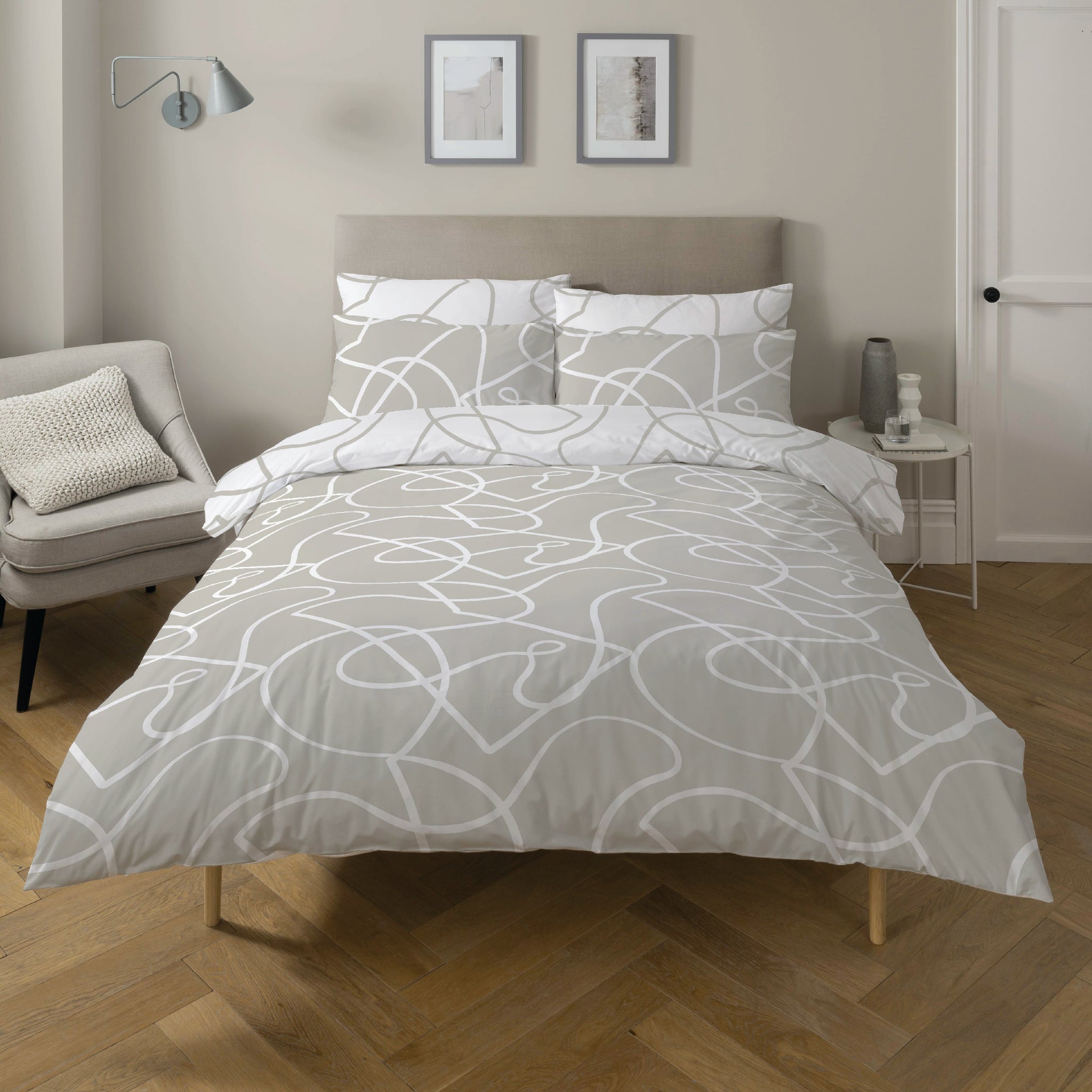 Pablo Abstract Duvet Set - Stone