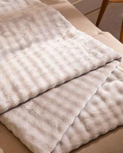 Icelandia Value Faux Fur Throws and Cushions, Natural