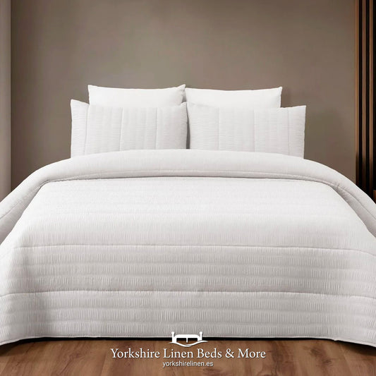 Paloma Seersucker Style Bedspreads - White