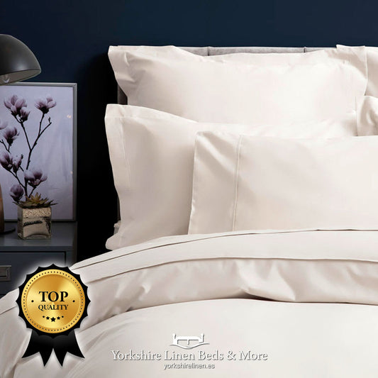 Pima Cotton Sateen 450TC Fitted Sheets Ivory - Yorkshire Linen Beds & More P01