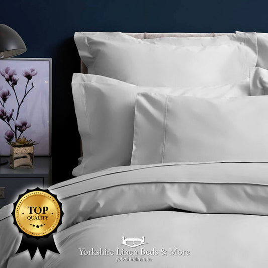 Pima Cotton Sateen 450TC Fitted Sheets Platinum - Yorkshire Linen Beds & More P02