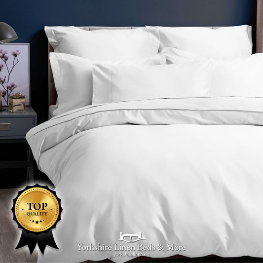 Pima Cotton Sateen 450TC Fitted Sheets White - Yorkshire Linen Beds & More P02